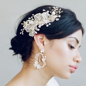 Porcelain Flower Earrings withDangling Crystals